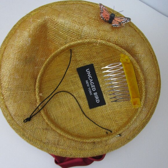 Monarch Butterfly Steampunk Woman Percher Whimsy Hat Wheat Straw Church Easter